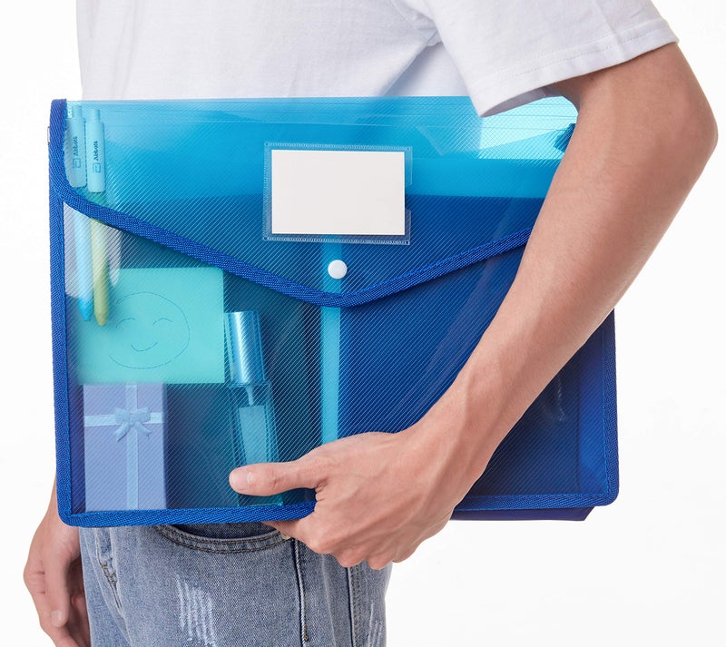 JIZISO Plastic File Folder Poly Envelope Expanding File Wallet Document Folder with Snap Button Closure, Legal Size, 5 Pack Large Waterproof Accordion File Pouch (Assorted Colors) - Image 5